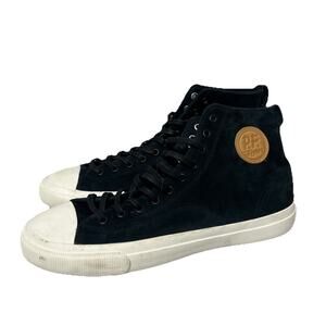 P.F. Flyers Vulcanized High Top Sneaker Women 13.5 Men's 12 Lace Up Black Suede